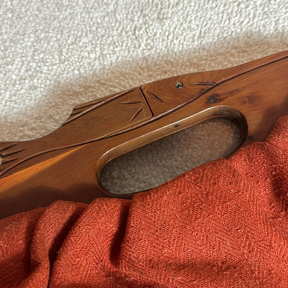 Carved Fish Wood Handle Vintage Purse Bag Clutch-Read - Picture 9 of 10